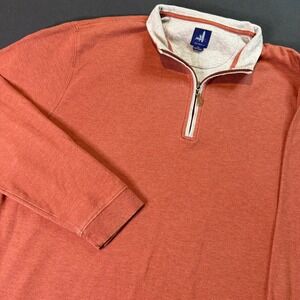 Johnnie O Quarter Zip Pullover Sweatshirt Orange Coral Heathered Size 2XL Stain